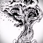 A fa tetoválás vázlata # 115 a minta hűvös változata, amely jól használható a gyökérzetű fa véglegesítésére és alkalmazására tetoválásként