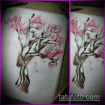 A fa tetoválás vázlata # 736 a minta érdekes változata, amely jól használható egy fa háromszögben történő feldolgozására és alkalmazására tetoválásként