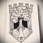 fa tetoválási vázlat # 571 - a minta exkluzív változata, amely sikeresen használható a tetoválás tölgyfaként történő feldolgozásához és alkalmazásához