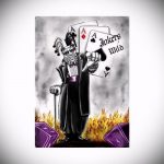 A Joker tetoválás vázlata # 3 a minta érdekes változata, amely sikeresen használható a Joker tetováláshoz hasonló ecset átalakítására és felhordására