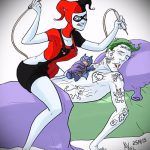 Joker tetoválás vázlat # 433 - a minta exkluzív változata, amely sikeresen használható Joker tetoválás átalakítására és felhelyezésére a karon