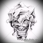 Joker tetoválás vázlat # 961 - a minta méltó változata, amely sikeresen használható változtatásra és alkalmazásra, mint joker tetoválás lányoknak