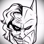 A joker tetoválás vázlata # 845 a minta érdekes változata, amely sikeresen használható egy joker átalakítására és tetoválásként történő alkalmazására a borjún