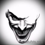 A Joker tetoválás vázlata # 277 a minta klassz változata, amely sikeresen használható változtatásra és alkalmazásra, mint joker tetoválás a karon