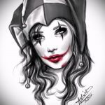 Joker tetoválás vázlat # 234 - a rajz exkluzív változata, amely sikeresen használható revízióra és alkalmazásra Joker tetoválásként kártyákkal