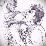 Joker tetoválási vázlat # 760 - a minta érdekes változata, amely jól használható módosítására és alkalmazására, mint a karján lévő Joker tetoválása