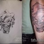 A Joker tetoválás vázlata # 655 a kép hűvös változata, amely jól használható a finomításhoz és a gonosz Joker tetoválásként való alkalmazásához