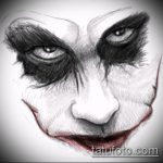 A joker tetoválás vázlata # 578 a minta klassz változata, amely sikeresen használható feldolgozásra és joker tetoválásként történő alkalmazásra a hátoldalon