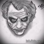 joker tetoválás vázlata # 345 - a minta exkluzív változata, amely sikeresen használható a joker tetoválás átalakítására és alkalmazására a borjún
