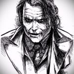 A Joker tetoválás vázlata # 115 a minta klassz változata, amely könnyen használható átalakítására és alkalmazására, mint Joker tetoválás a lábára
