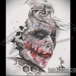 Joker tetoválás vázlat # 676 - a kép hűvös változata, amely sikeresen használható feldolgozásra és tetoválásként Joker kártyaként