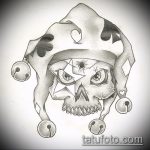 Joker tetoválási vázlat # 309 - a minta egyedi változata, amely jól használható a joker mosolyának a csuklóra történő feldolgozására és felhelyezésére tetoválásként