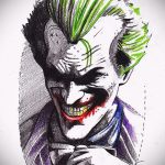 A joker tetoválás vázlata # 318 a minta érdekes változata, amely jól használható a pisztolyos joker tetoválás feldolgozásához és alkalmazásához