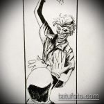 A Joker tetoválási vázlat # 430 a rajz hűvös változata, amely könnyen használható a joker mosolyának a csuklóra történő feldolgozására és alkalmazására tetoválásként