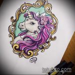 vázlat egyszarvú tetoválásról № 497 - a minta érdekes változata, amely sikeresen használható változtatáshoz és rajzoláshoz, mint tetoválás egyszarvú vicces