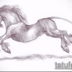 Az unikornis tetoválás vázlata # 919 a minta érdekes változata, amely jól használható az egyszarvú tetoválás átalakítására és alkalmazására a lapockán