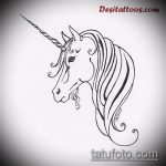 vázlat egyszarvú tetoválásról № 492 - a minta hűvös változata, amely sikeresen használható változtatásra és alkalmazásra egy unikornis tetoválásaként a lábán