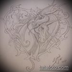 az unikornis tetoválás vázlata # 186 a minta klassz változata, amely sikeresen használható a feldolgozásra és az egyszarvú tetoválás felhelyezésére a lábán