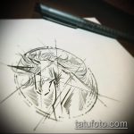 egyszarvú tetoválás vázlata № 838 - a rajz hűvös változata, amely sikeresen használható az egyszarvú tetováláshoz való vicces megváltoztatásához és rajzolásához