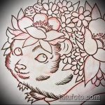 vázlat egy sündisznó tetoválás 824 -es számával - a kép hűvös változata, amely sikeresen használható revízióhoz és tetováláshoz egy sündisznó a lábán