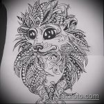 128 -as számú sündisznó tetoválás vázlata - a kép hűvös változata, amely sikeresen használható a virágos sündisznó megváltoztatására és tetoválásként történő alkalmazására