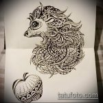 egy 301 -es sündisznó tetoválás vázlata - a minta érdekes változata, amely sikeresen használható a sündisznó pisztolyos feldolgozásához és tetoválásához