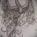 Hűvös Phoenix Tattoo Sketch - Egy gyönyörű rajz, amely vázlatként használható egy főnix tetováláshoz