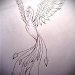 Érdekes vázlat egy főnix tetoválásról - stílusos rajz, amely vázlatként használható a főnix tetováláshoz