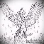 Érdekes vázlat a főnix tetoválásról - stílusos rajz, amely vázlatként használható a főnix tetováláshoz
