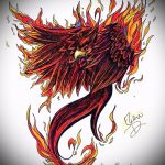 Hűvös főnix tetoválás vázlat - eredeti rajz, amely vázlatként használható a főnix tetováláshoz