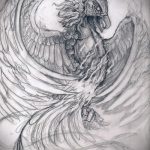 Hűvös főnix tetoválás vázlat - stílusos rajz, amely vázlatként használható egy főnix tetováláshoz