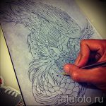 Egy hűvös vázlat egy főnix tetoválásról - egy gyönyörű rajz, amely vázlatként használható a főnix tetováláshoz