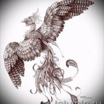 Érdekes Phoenix Tattoo Sketch - Stílusos rajz, amely vázlatként használható egy tűzmadár tetováláshoz