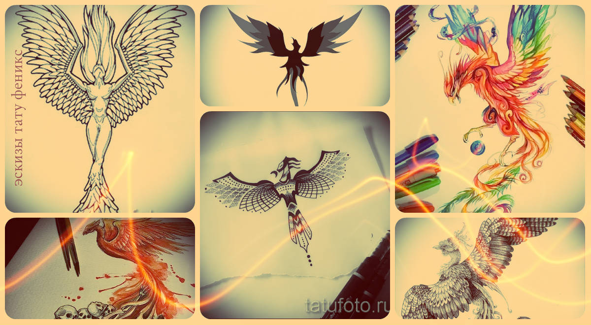 Phoenix tetoválás minták - menő főnix tetoválás minták