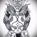 A tetoválás méltó változata egy bagoly vázlata - használható egy régi iskola bagoly tetoválásához