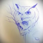 A bagoly tetoválási vázlatának stílusos változata - használható arra, hogy mit jelent a bagoly karon lévő tetoválása