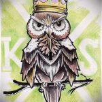 A tetoválás érdekes változata egy bagoly vázlata - felhasználható bagoly tetoválásához az alkaron