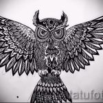 A bagoly tetoválási vázlatának stílusos változata - bagoly kontúr tetoválásához használható