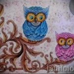 A tetoválás érdekes változata egy bagoly vázlata - felhasználható egy bagoly tetoválásához a lábán