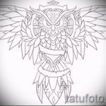 A bagoly tetoválási vázlatának stílusos változata - bagolygyermek tetoválásához használható