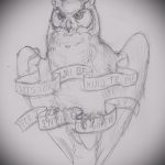 A tetoválás méltó változata egy bagoly vázlata - felhasználható egy bagoly tetoválásához a vállán