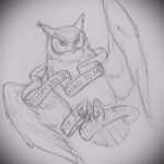 Egy bagoly tetoválási vázlatának érdekes változata - felhasználható egy bagoly tetoválásához.