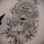 A bagoly tetoválási vázlatának megfelelő változata - felhasználható egy bagoly realizmus tetoválásához