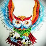 A bagoly tetoválási vázlatának hűvös változata - használható egy bagly tetoválásához háromszögben