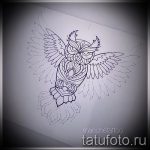 A tetoválás méltó változata egy bagoly vázlata - felhasználható egy bagoly tetoválására a hátán