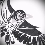 A bagoly tetoválási vázlatának egyedi változata - bagolygyermek tetoválásához használható