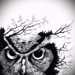 A bagoly tetoválási vázlatának hűvös változata - felhasználható egy bagoly körvonalainak tetoválásához