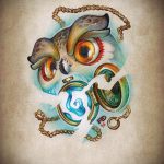 A bagoly tetoválási vázlatának hűvös változata - használható bagoly tetoválásához a nyakon