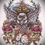 A bagoly tetoválási vázlatának eredeti verziója - felhasználható egy bagoly tetoválásához a csuklón