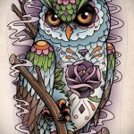 A bagoly tetoválási vázlatának egyedi változata - felhasználható egy bagoly tetoválásához a lábán